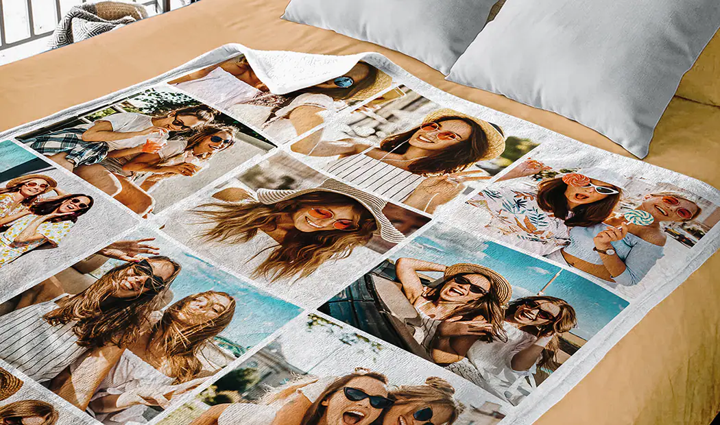 Gepersonaliseerde fleecedeken: premium stof, hoge definitie print, volledig aanpasbaar. Perfect cadeau!